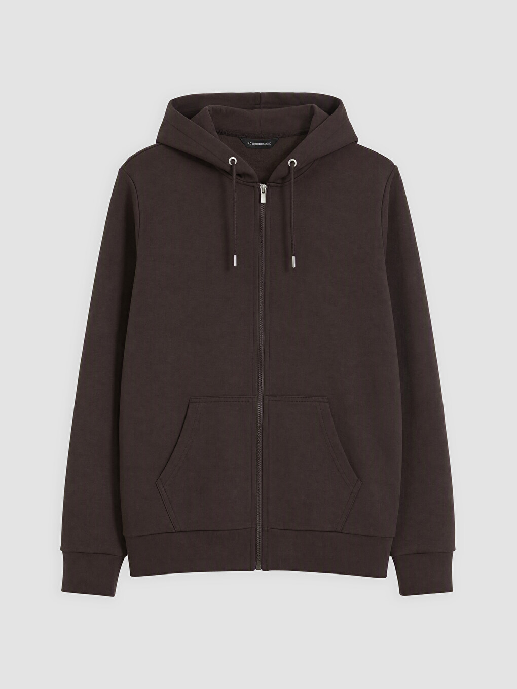 Kahverengi Kapüşonlu Erkek Fermuarlı Sweatshirt