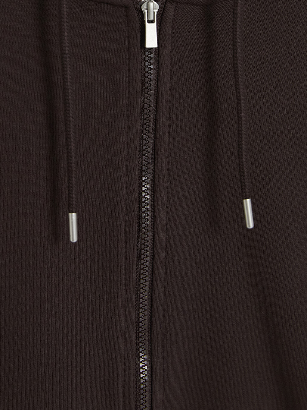 Kahverengi Kapüşonlu Erkek Fermuarlı Sweatshirt-2