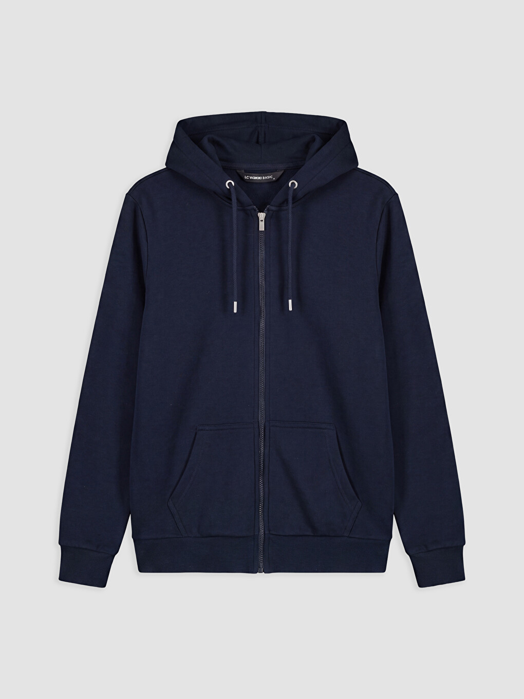 Lacivert Kapüşonlu Erkek Fermuarlı Sweatshirt