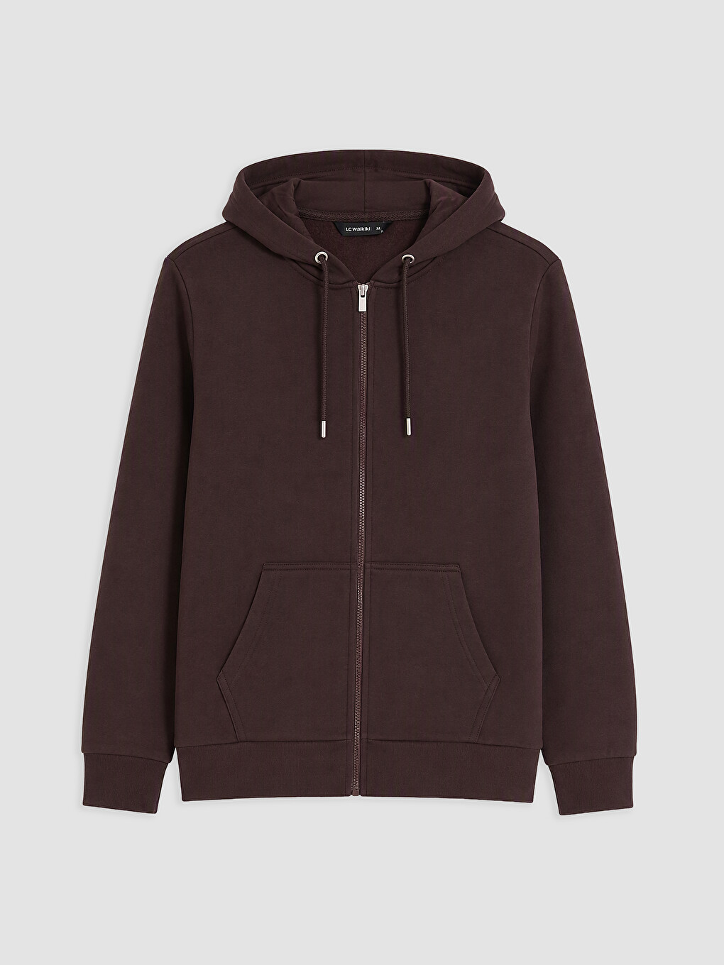 Mürdüm Kapüşonlu Erkek Fermuarlı Sweatshirt