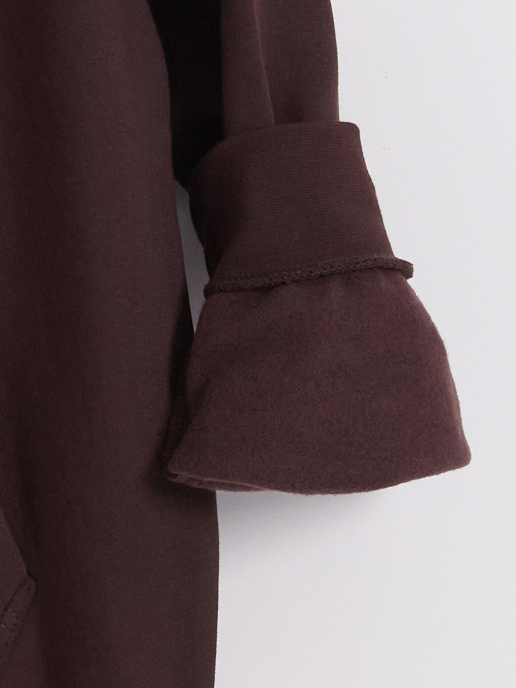 Mürdüm Kapüşonlu Erkek Fermuarlı Sweatshirt-3