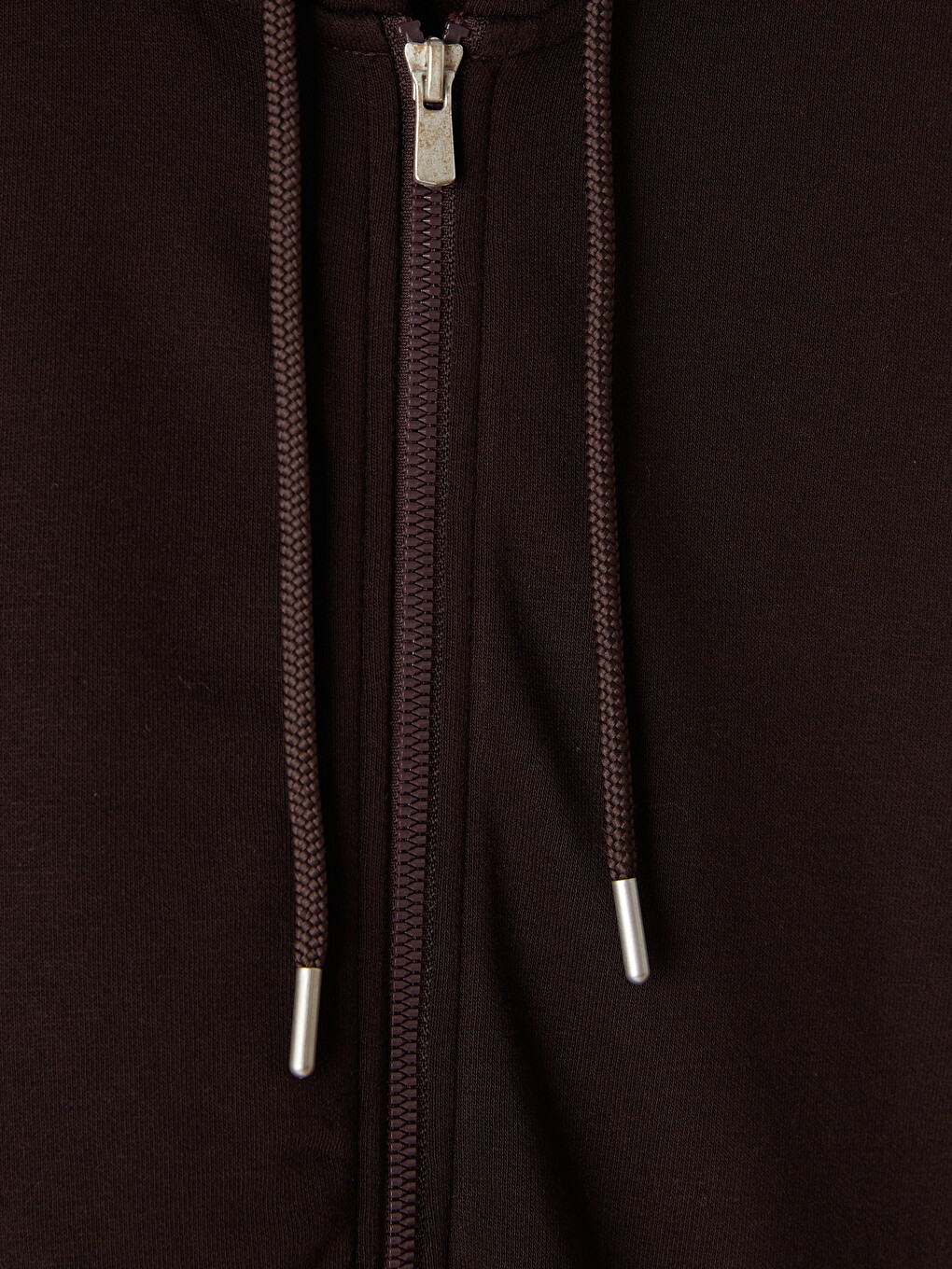Kahverengi Kapüşonlu Erkek Fermuarlı Sweatshirt-4