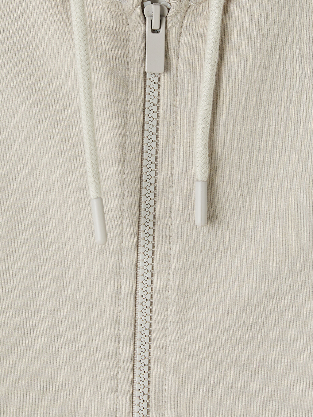 Bej Kapüşonlu Erkek Fermuarlı Sweatshirt-1