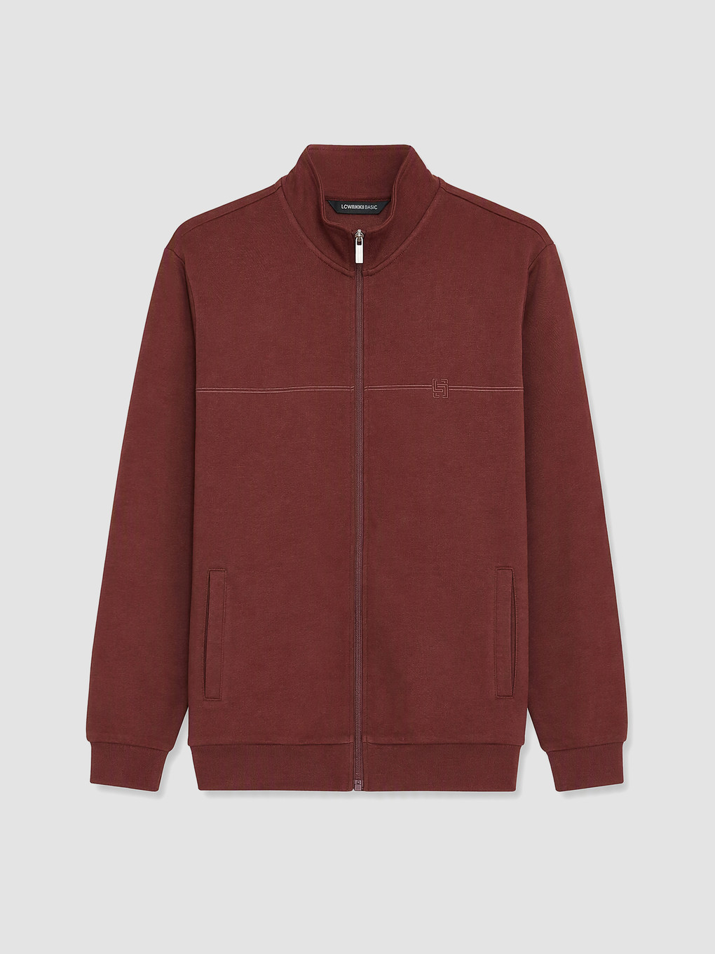 Man Brown Zip-up Sweatshirt