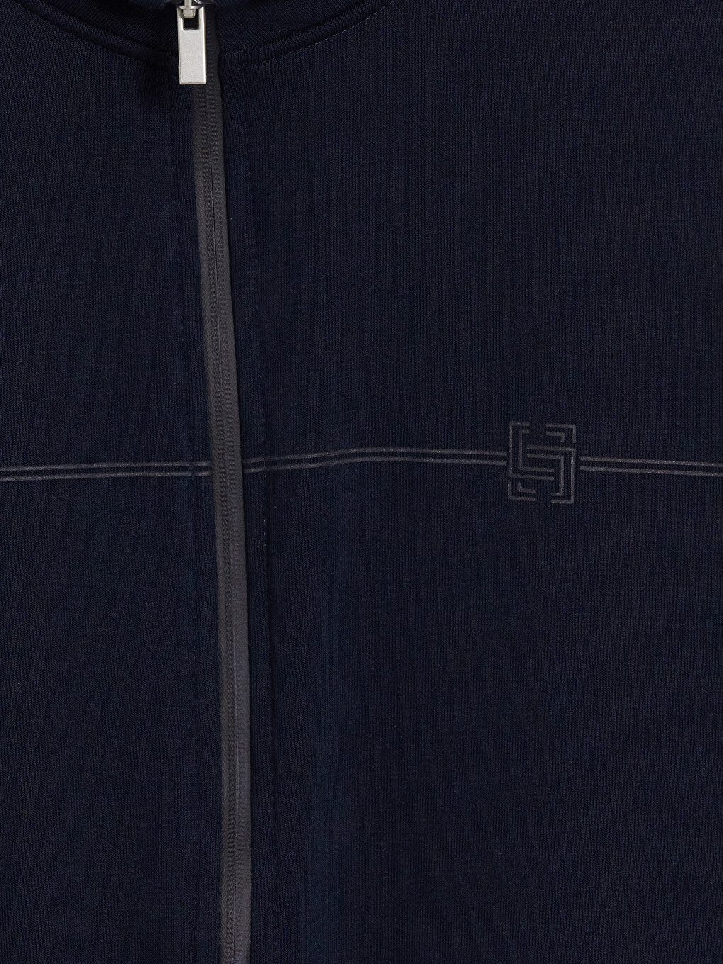 Lacivert Dik Yaka Erkek Fermuarlı Sweatshirt-2