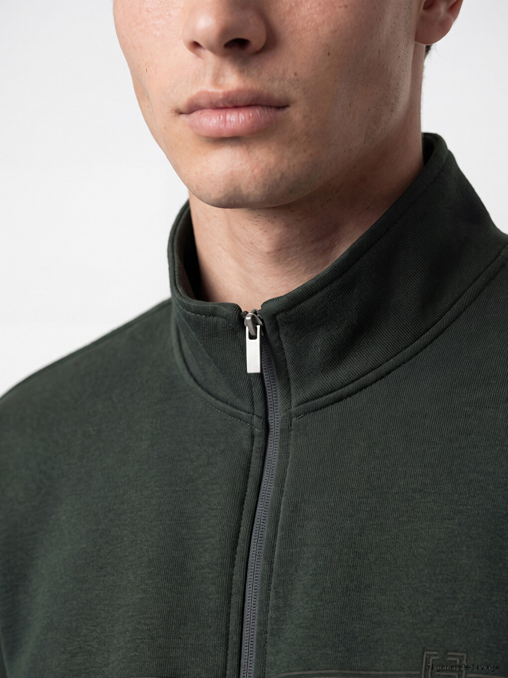 Mock Neck Men's Thick Zip-up Sweatshirt-2