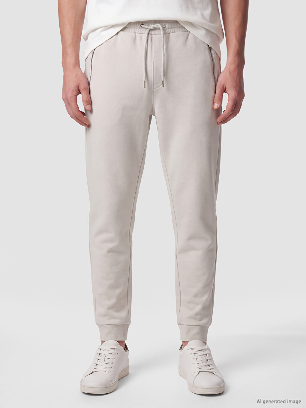 Mashkull Gri Pantallona Sportive Jogger-1