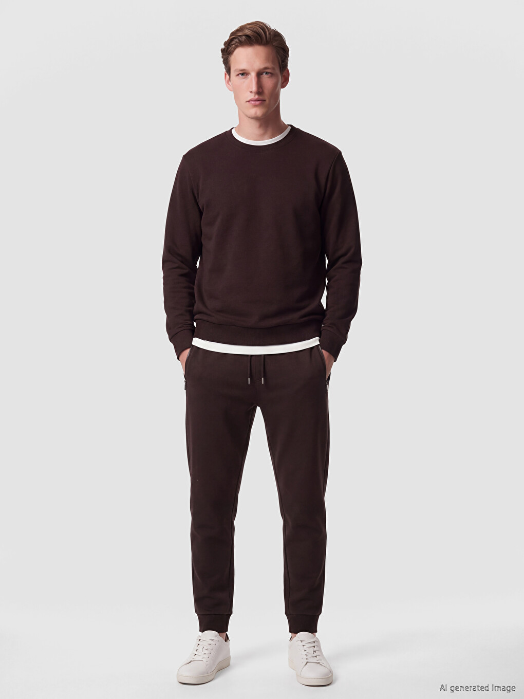 Mashkull Ngjyre Kafe Pantallona Sportive Jogger