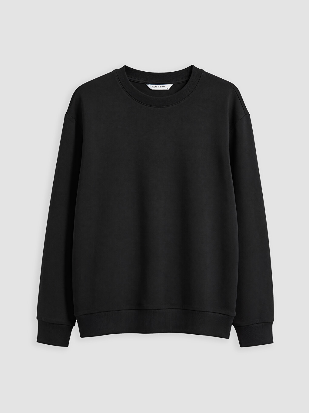 Siyah Bisiklet Yaka Erkek Sweatshirt