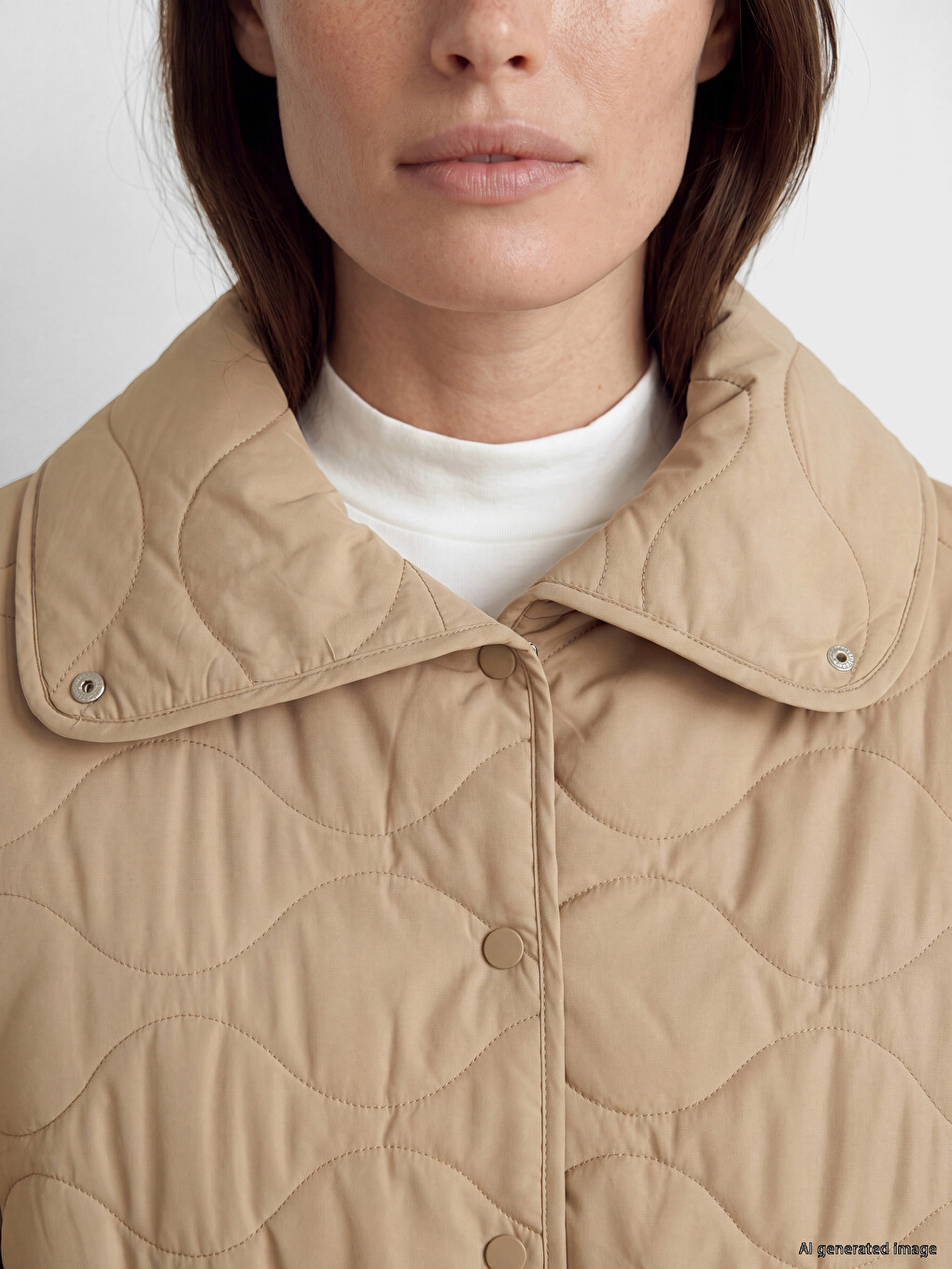 Woman Beige Puffer Coat-2