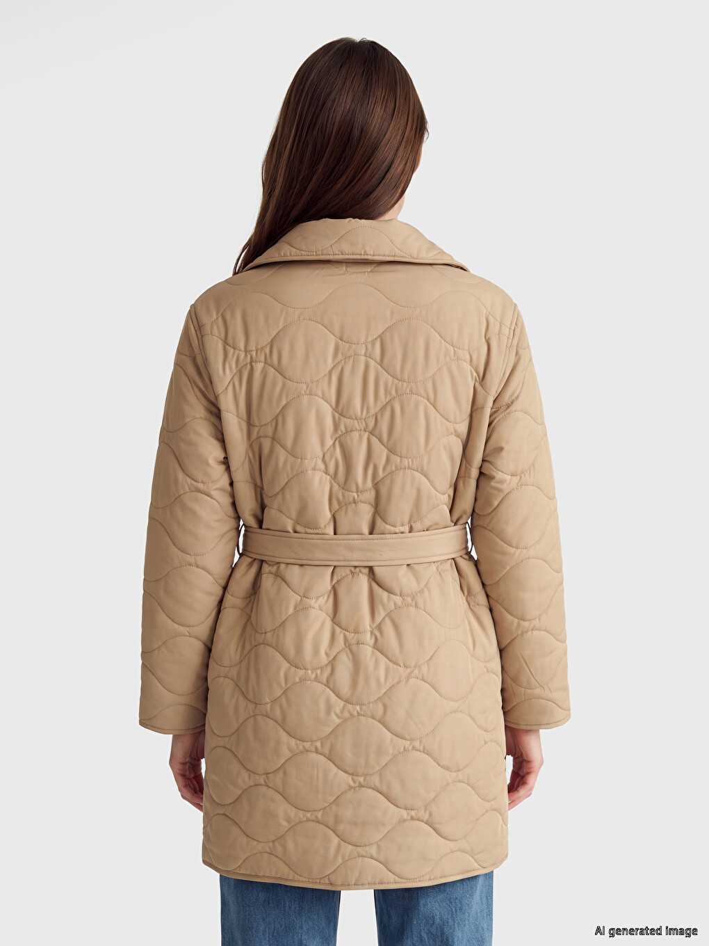 Woman Beige Puffer Coat-4