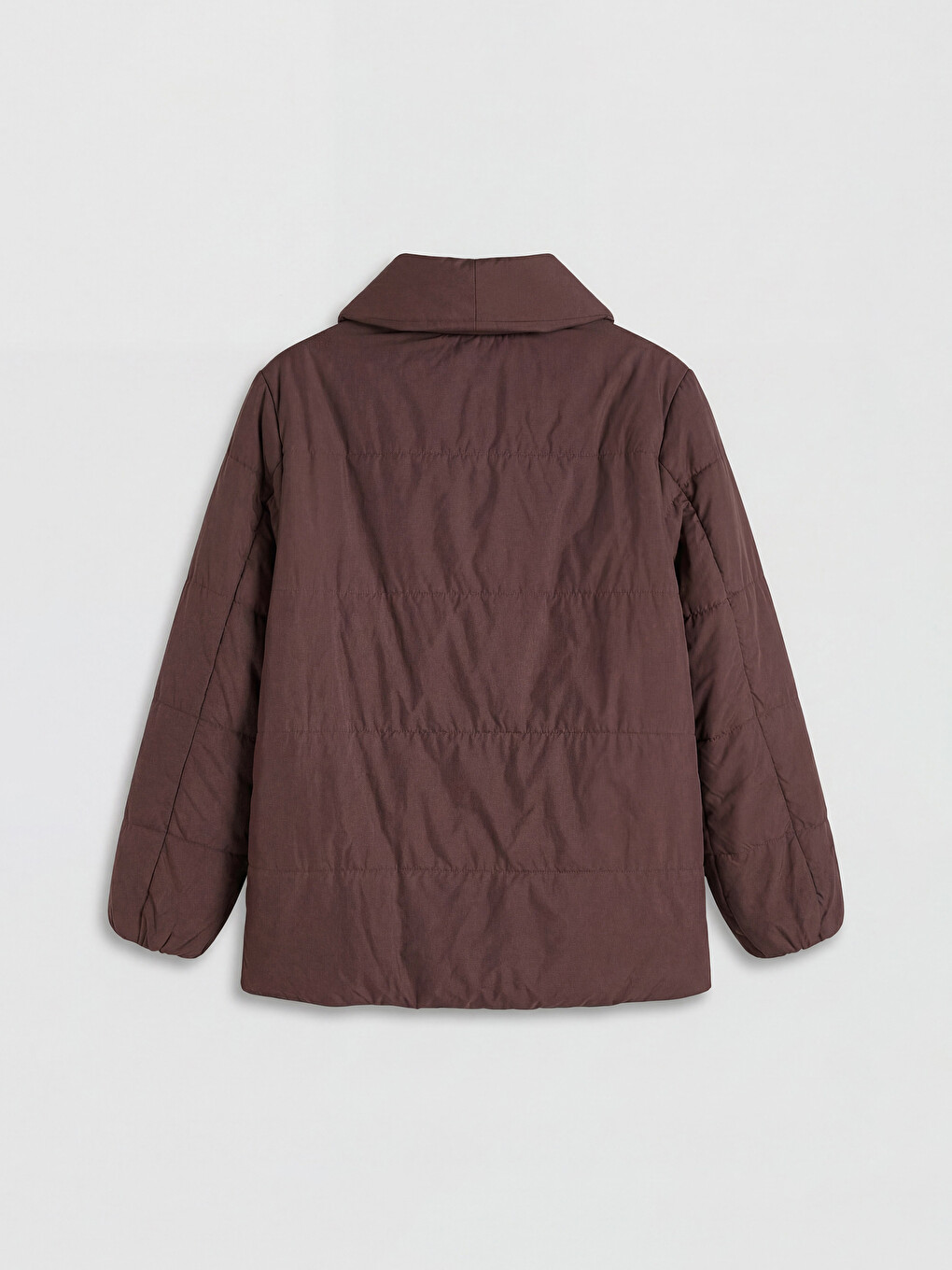 Bordo Ceket Yaka Kadın Şişme Mont-6