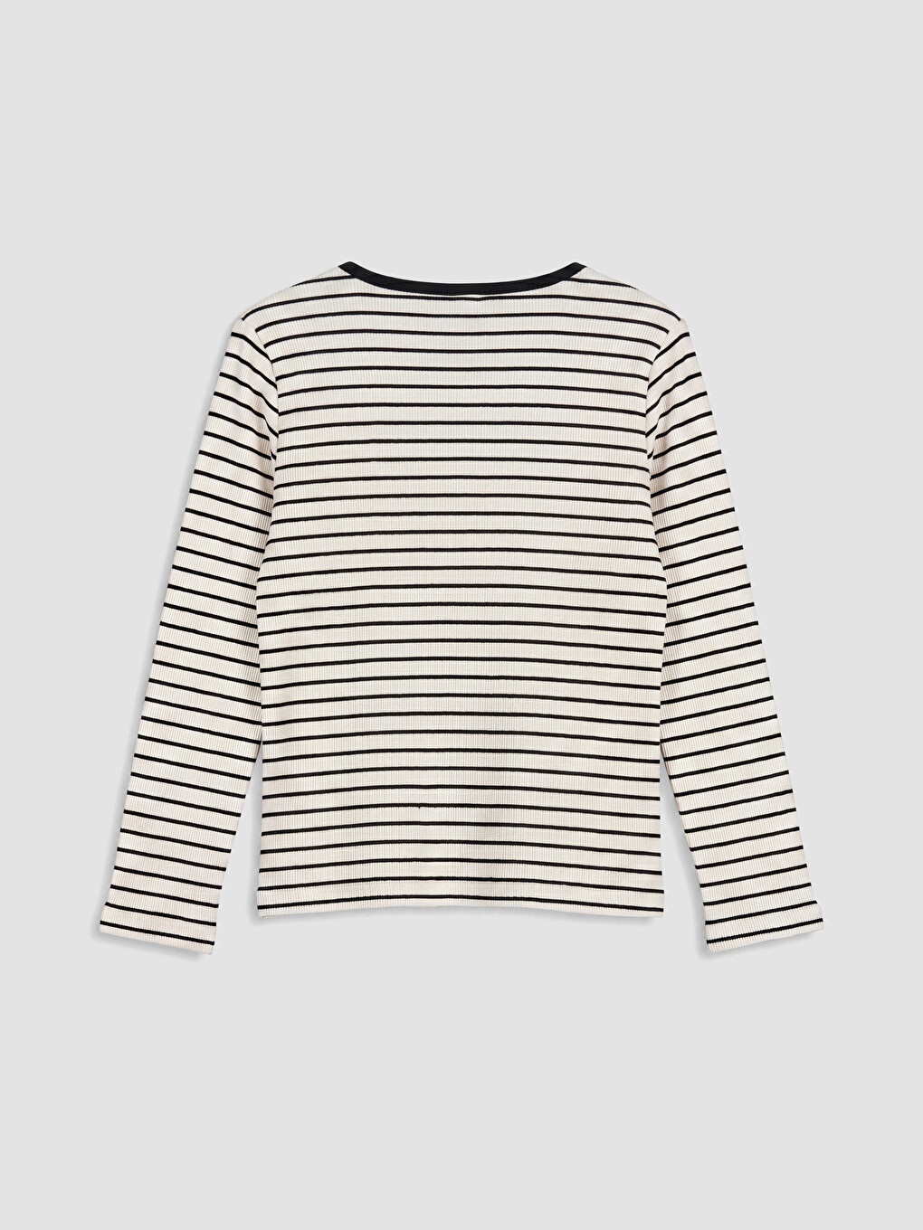 Tricou Cu Guler Rotund Vărgat Cu Mânecă Lungă Pentru Fată-2
