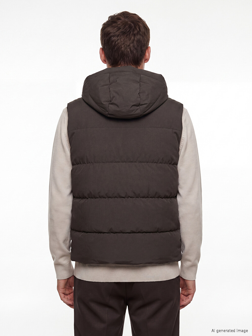 Mashkull Ngjyre Kaki Jelek Puffer-3