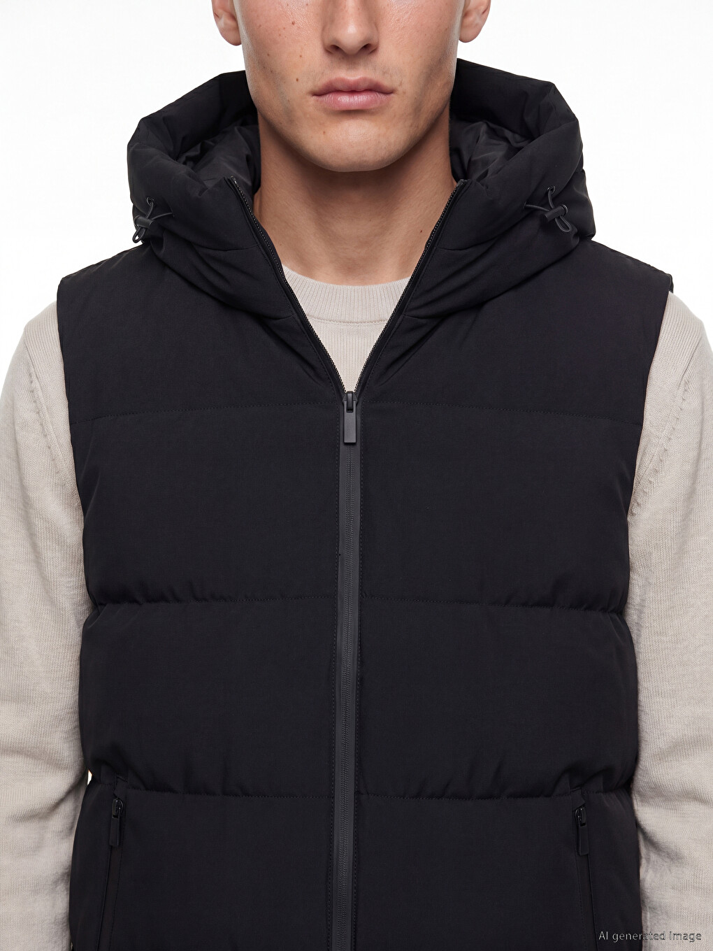 Vestă Matlasată Bărbătească Cu Glugă Regular Fit Basic-2
