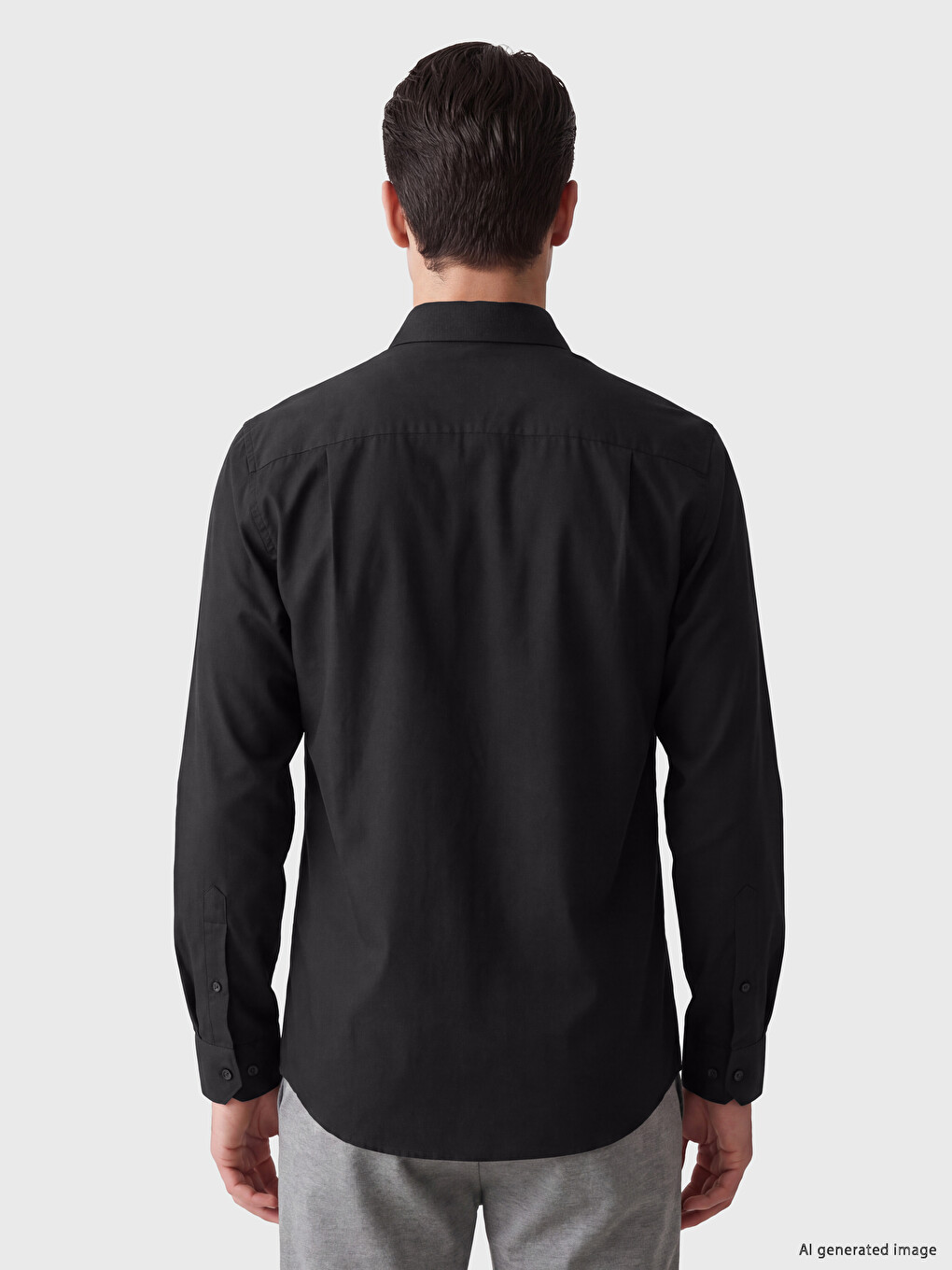 Siyah Regular Fit Poplin Erkek Gömlek-2