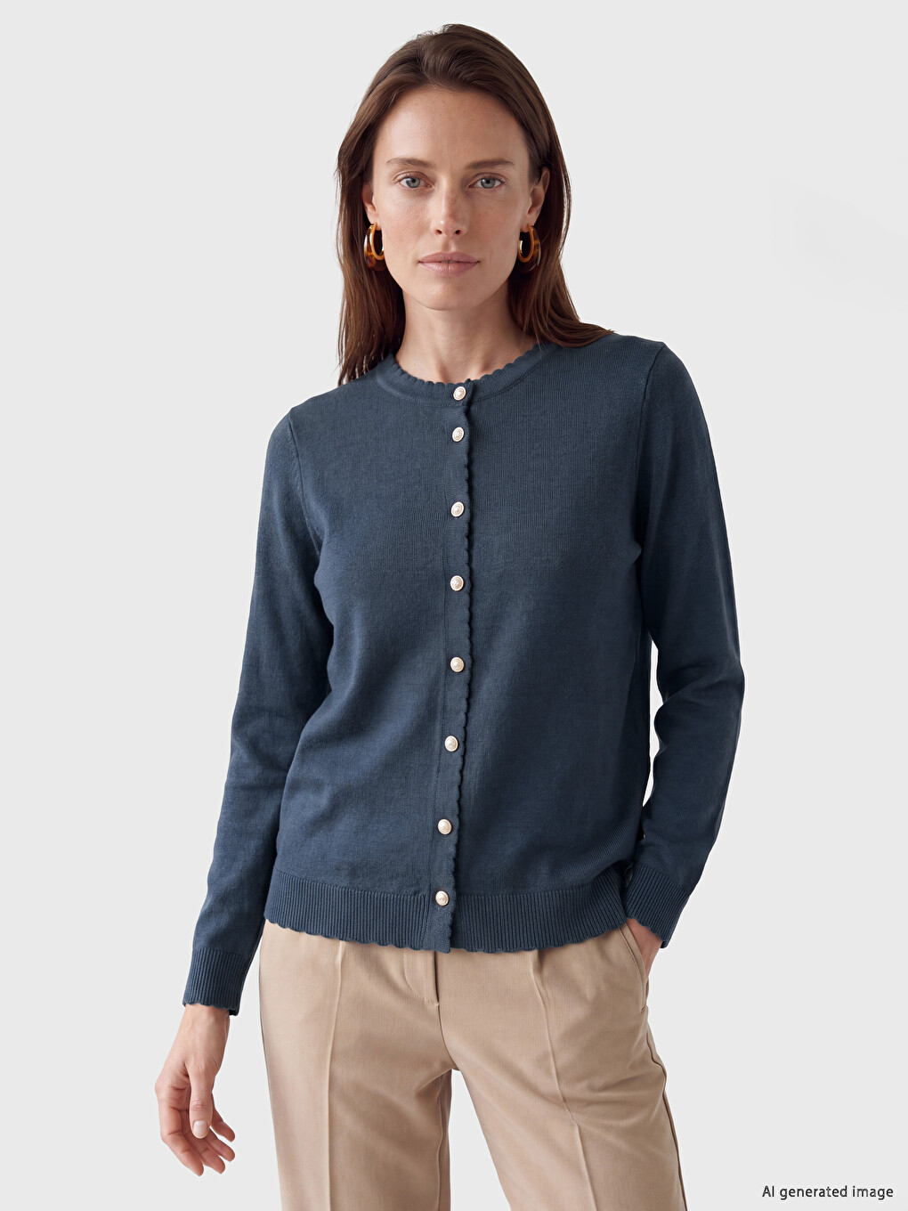 Crew Neck Women's Knitwear Cardigan