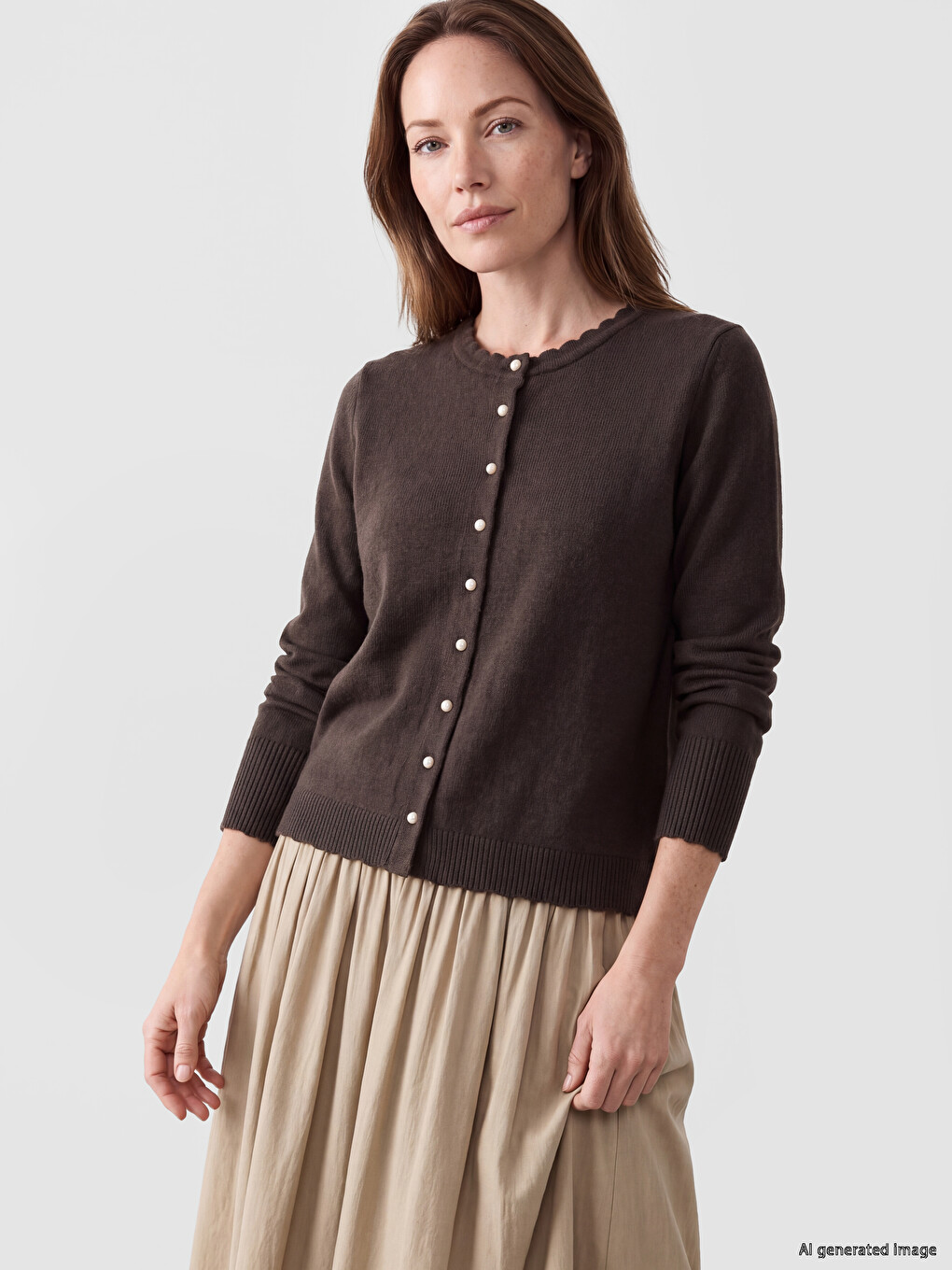 Crew Neck Women's Knitwear Cardigan