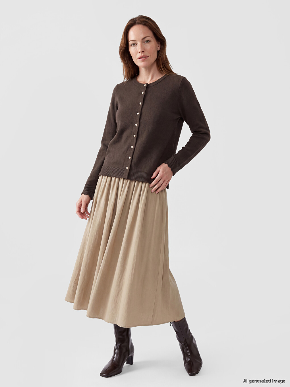 Crew Neck Women's Knitwear Cardigan-1