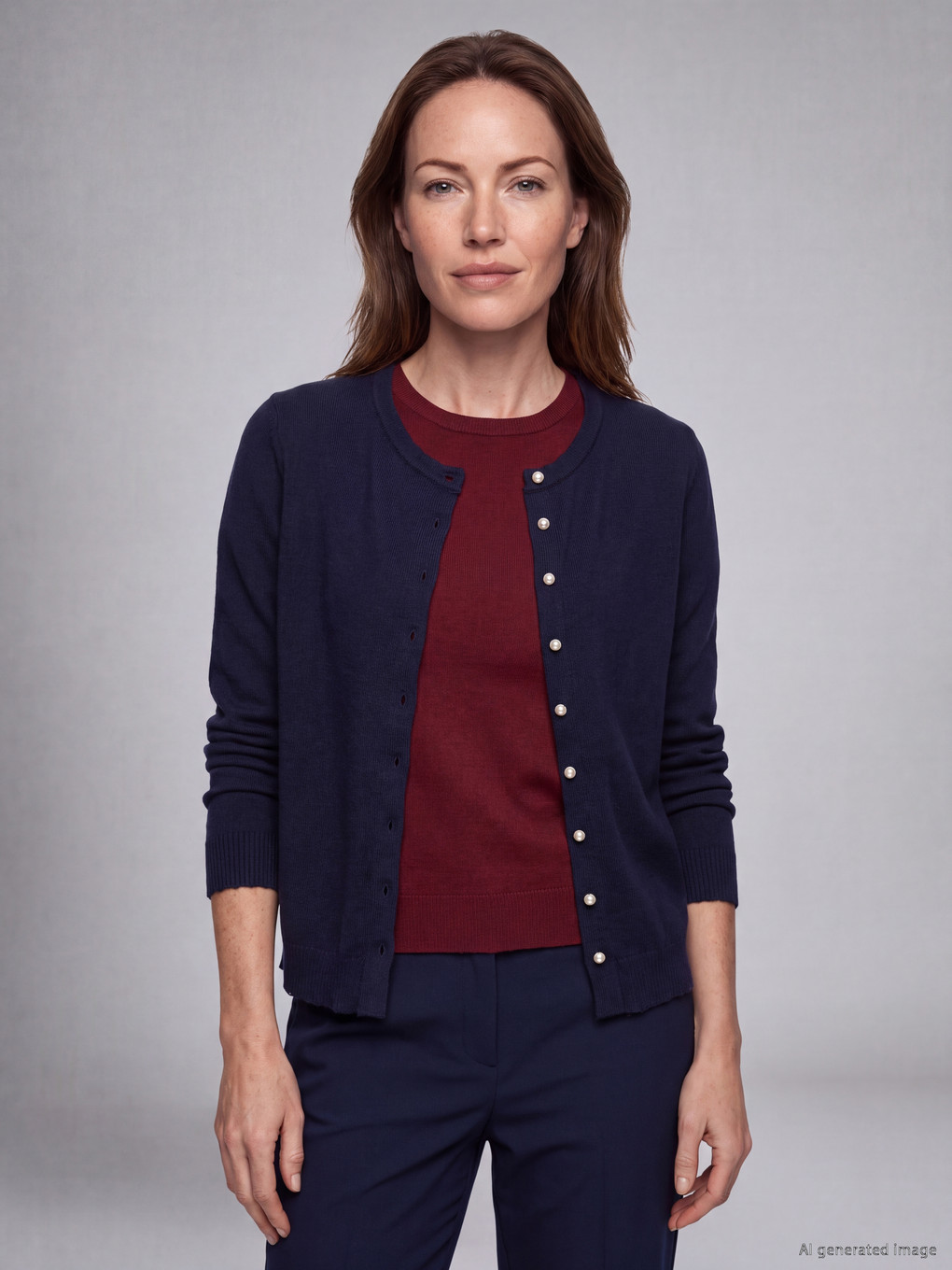 Cardigan Tricotat Cu Guler Rotund Pentru Femei