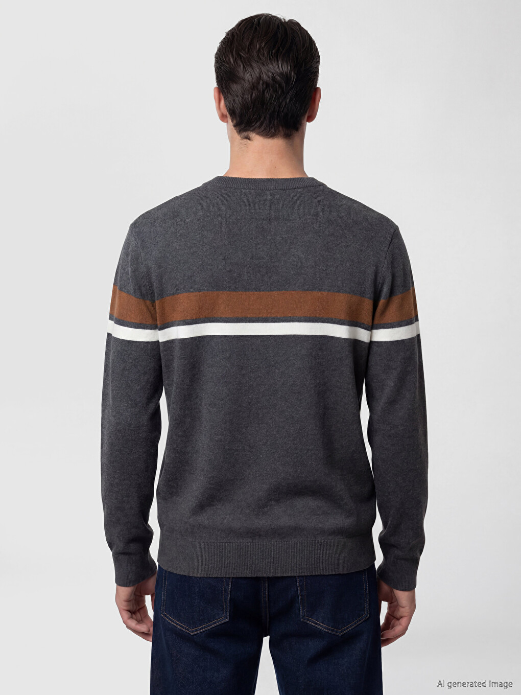 Crew Neck Striped Men's Knitwear Sweater-3