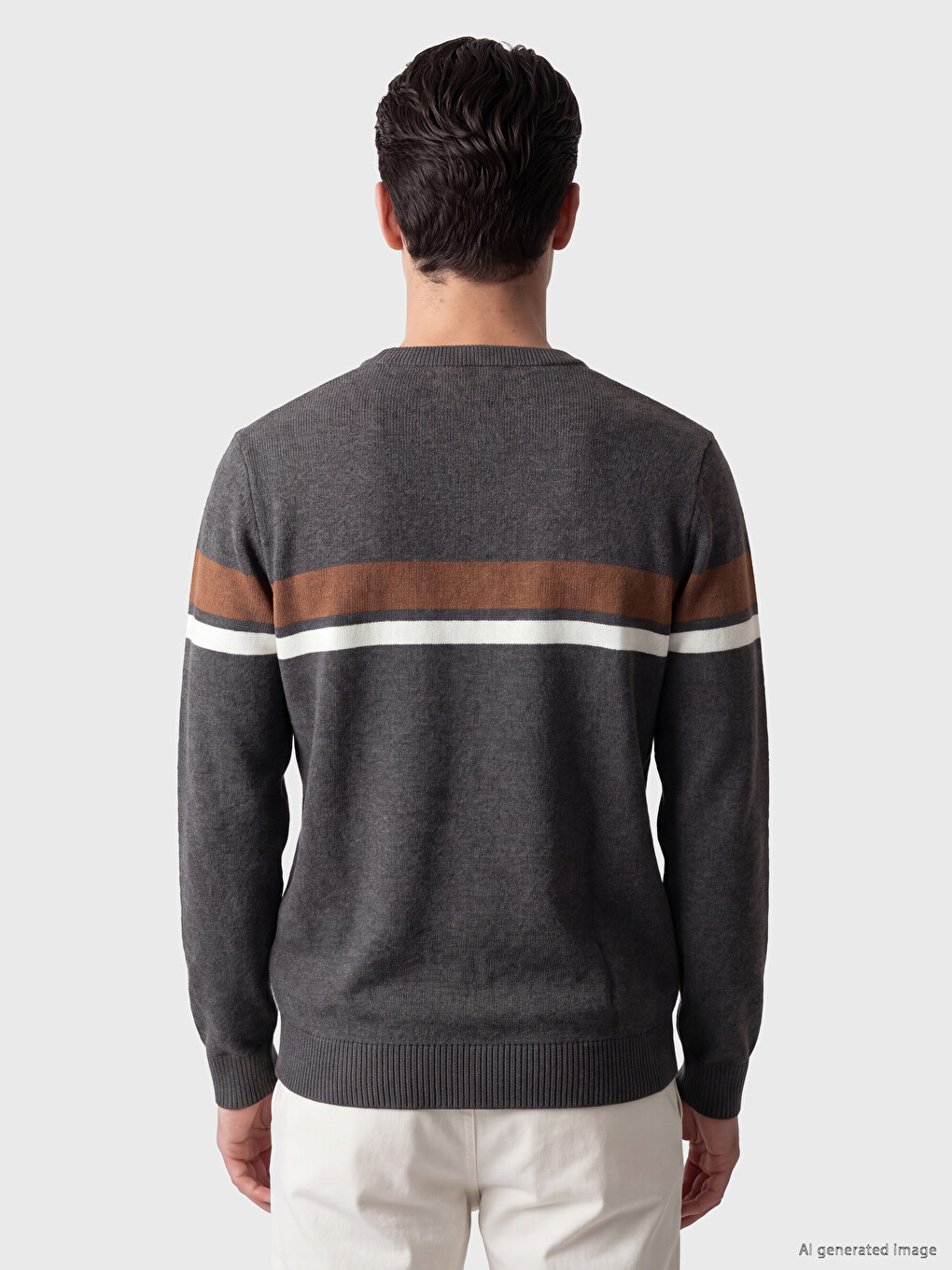 Crew Neck Striped Men's Knitwear Sweater-2