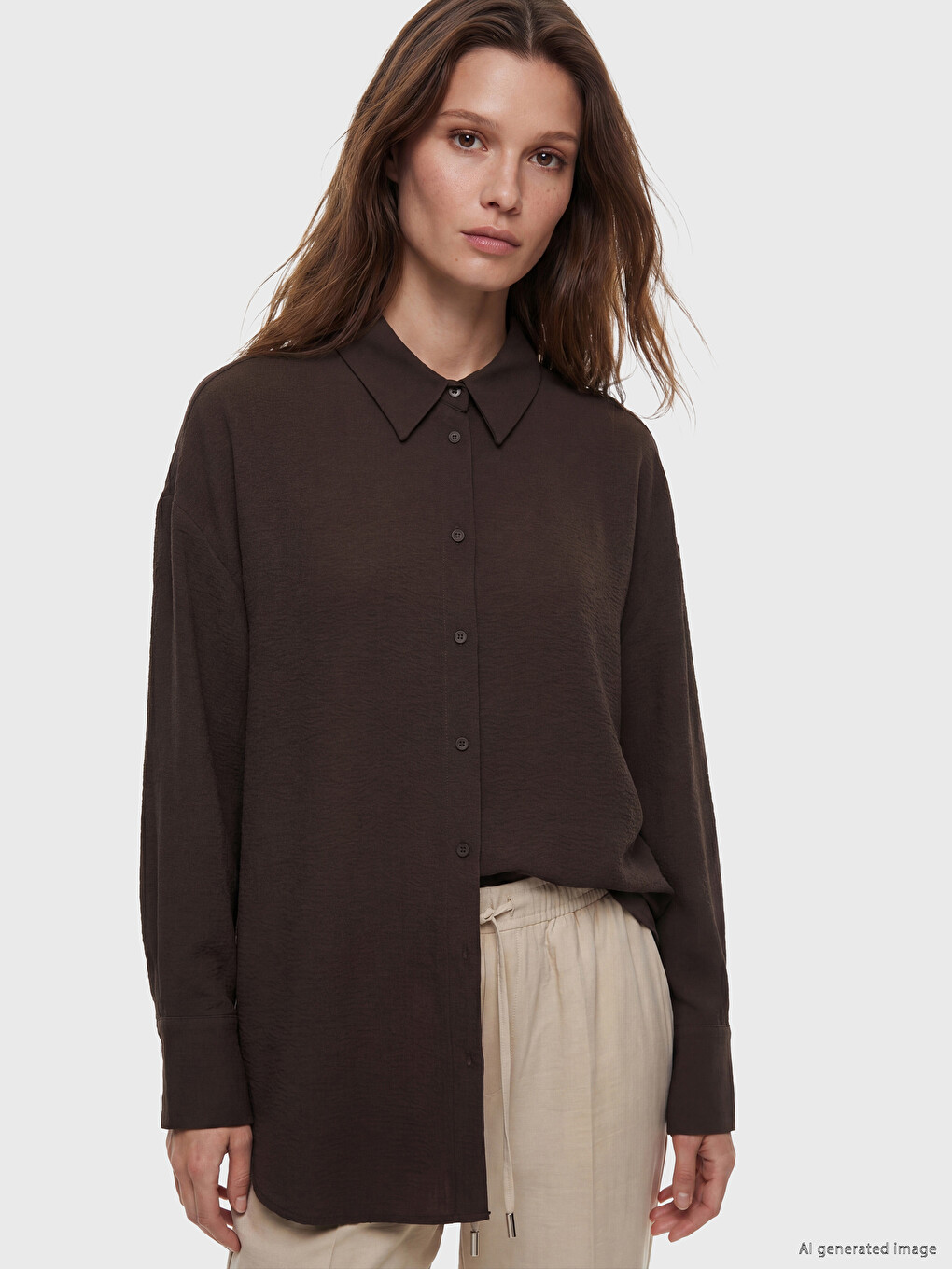 Linen-look Oversize Women's Shirt