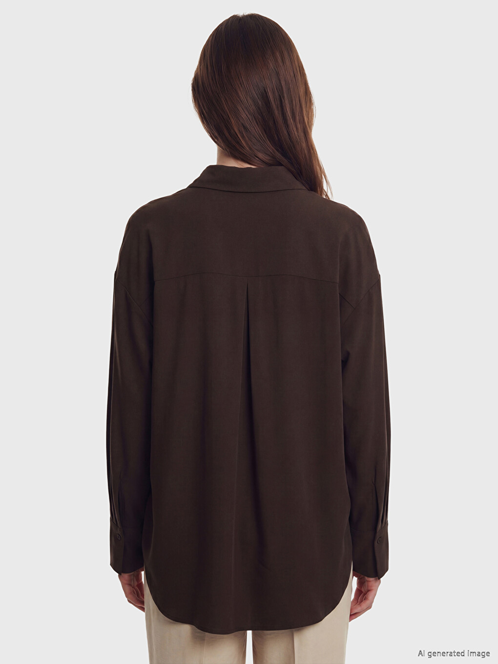 Linen-look Oversize Women's Shirt-3