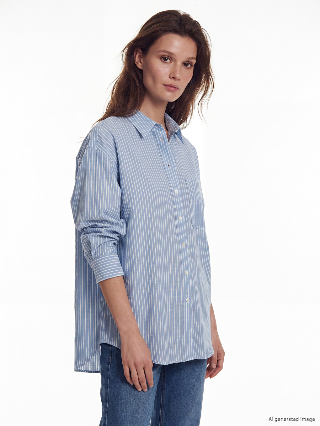 Striped Oversize Poplin Women's Shirt Tunic