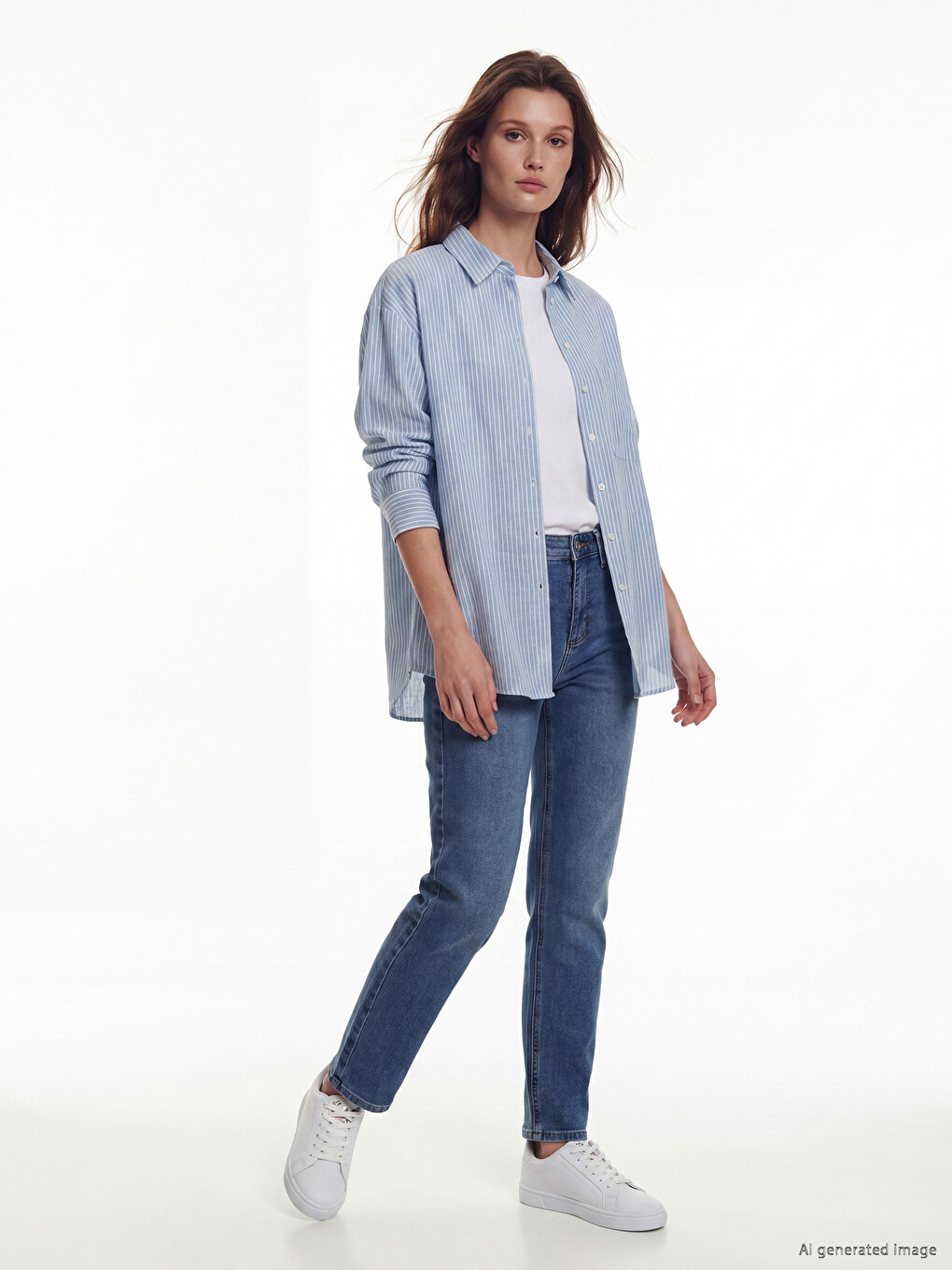 Striped Oversize Poplin Women's Shirt Tunic-1