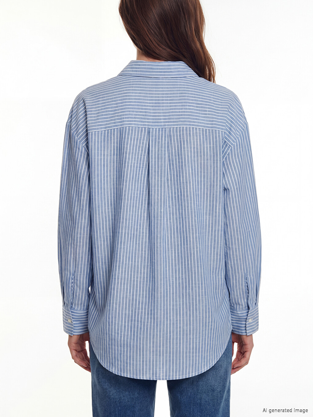 Striped Oversize Poplin Women's Shirt Tunic-3