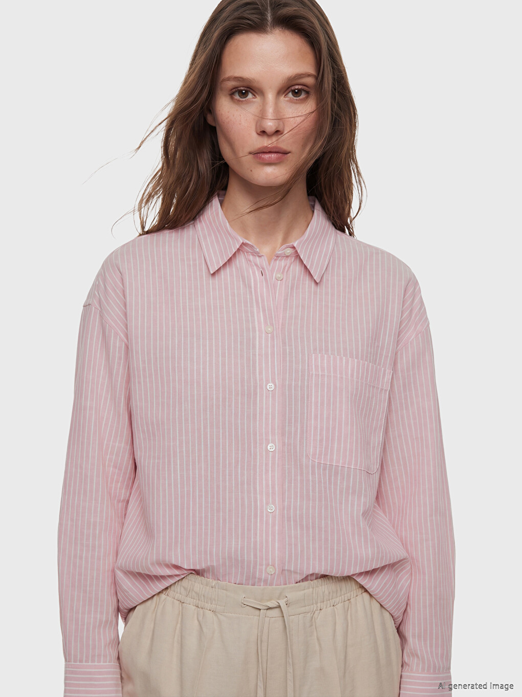 Striped Oversize Poplin Women's Shirt Tunic