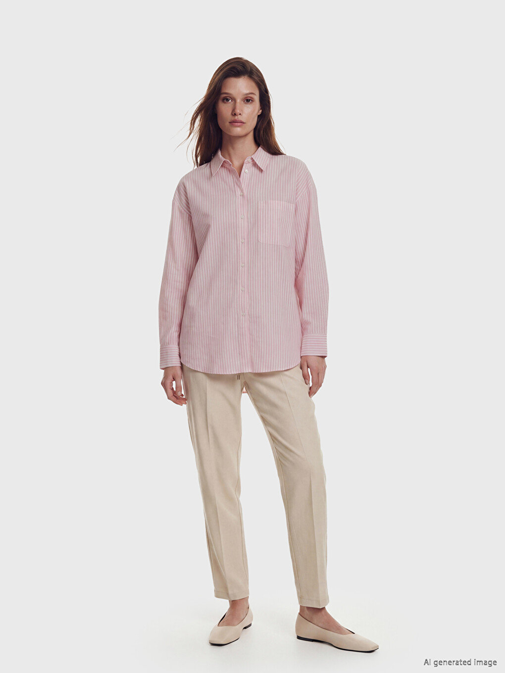 Striped Oversize Poplin Women's Shirt Tunic-1