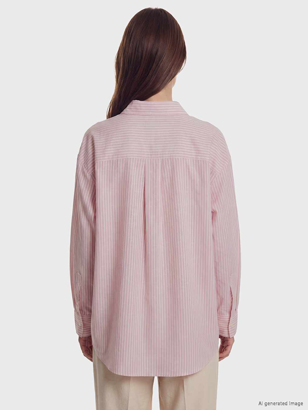 Striped Oversize Poplin Women's Shirt Tunic-3