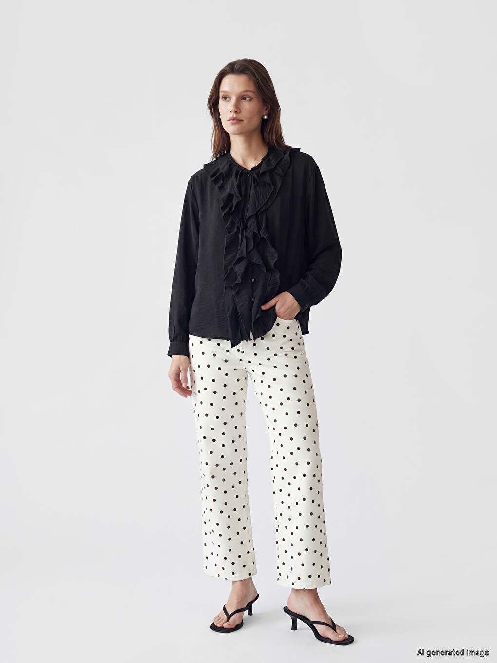 Crew Neck Ruffled Blouse-1