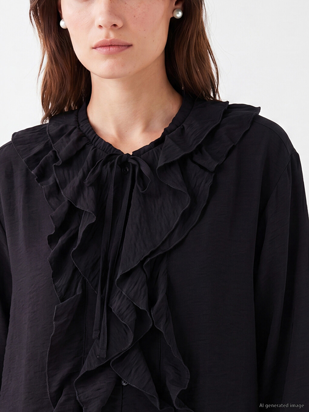 Crew Neck Ruffled Blouse-2