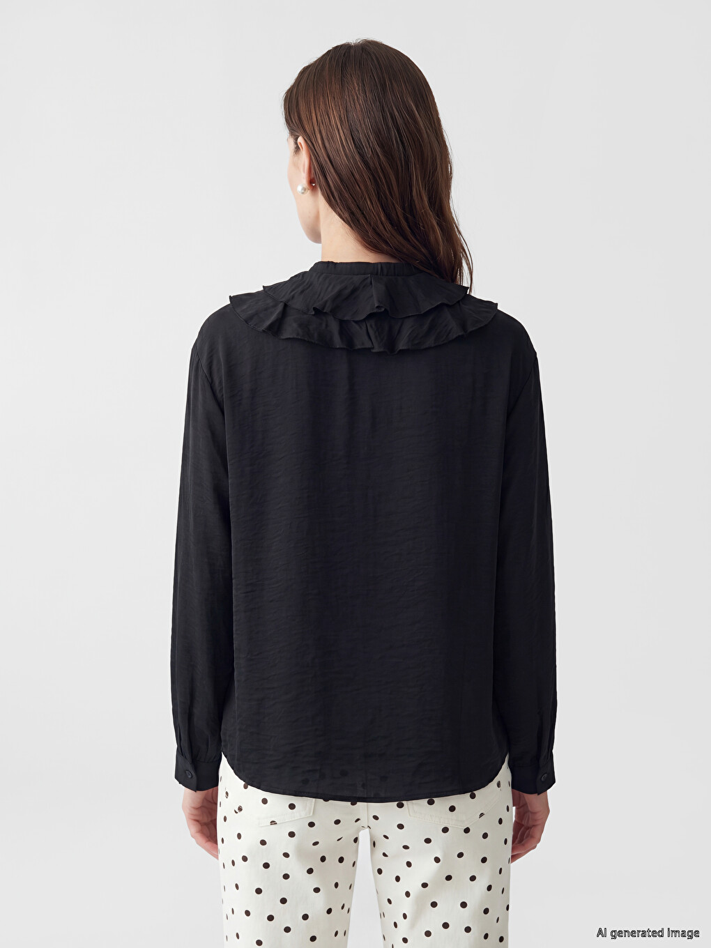Crew Neck Ruffled Blouse-3