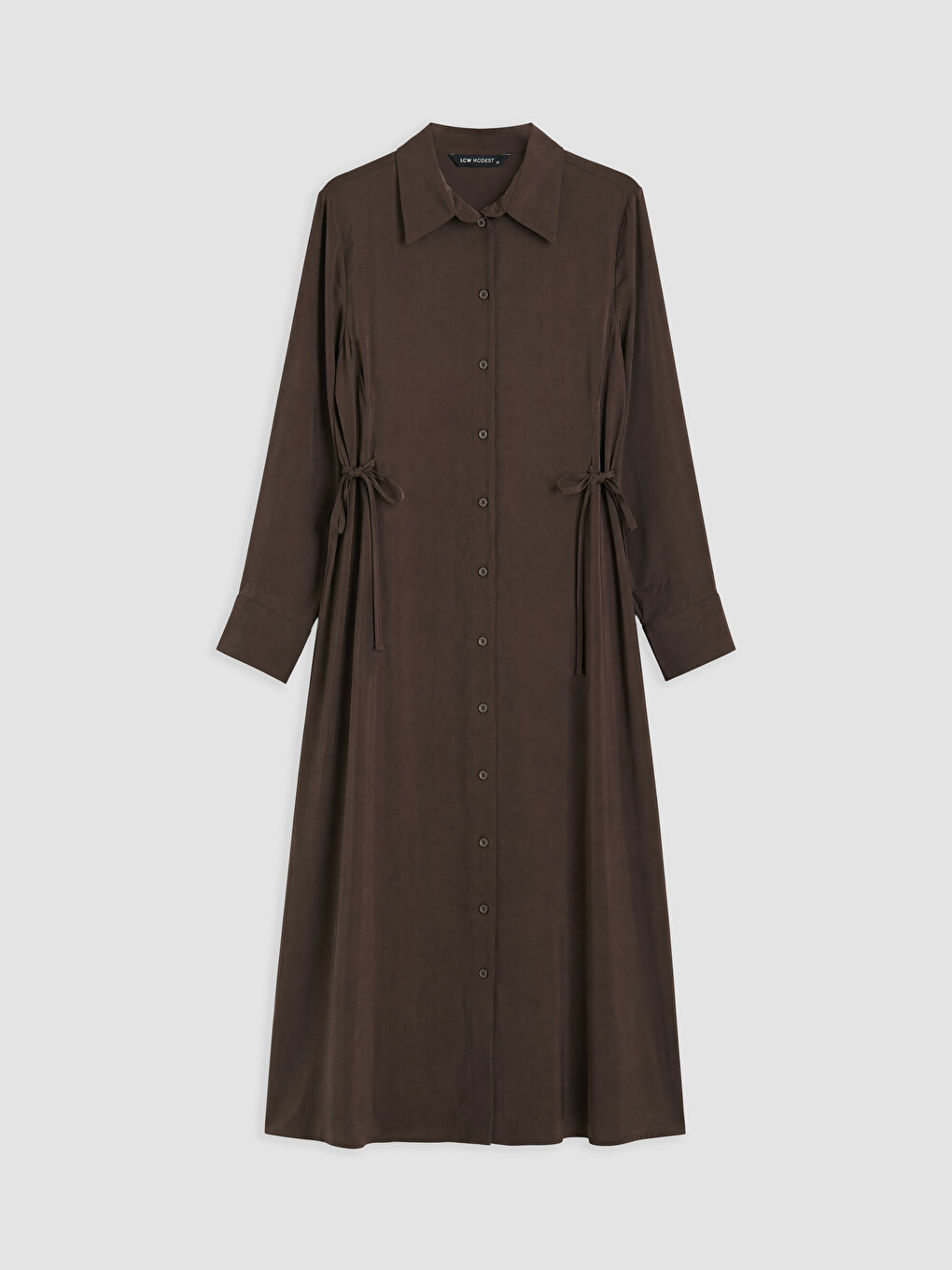 Tie-up Modal Blended Shirt Dress-4