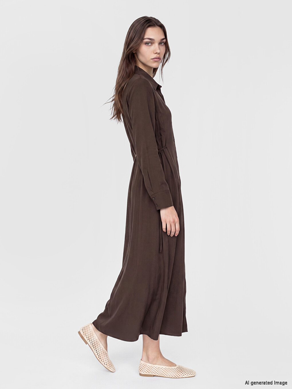 Tie-up Modal Blended Shirt Dress