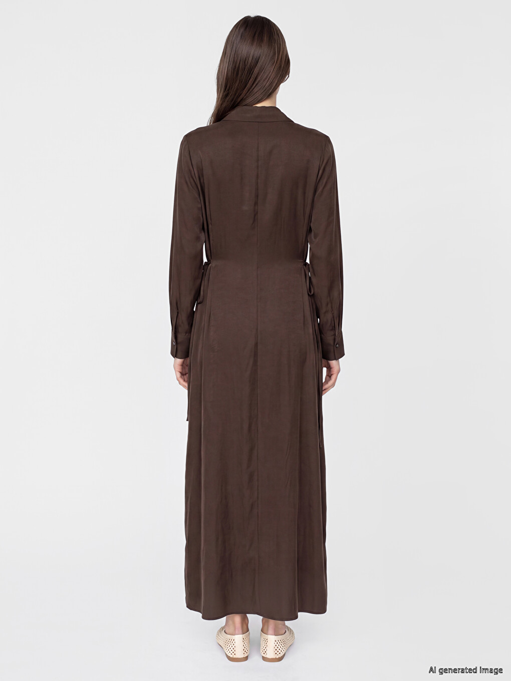 Tie-up Modal Blended Shirt Dress-3