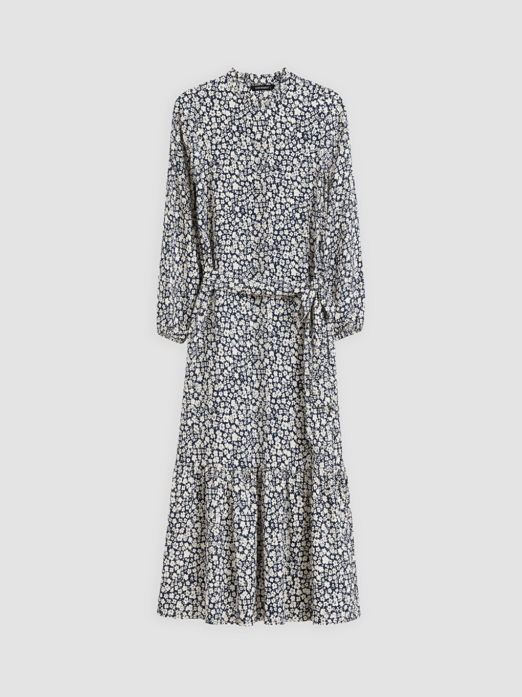 Robe Superposée Froncée À Motif Floral Avec Col Officier
