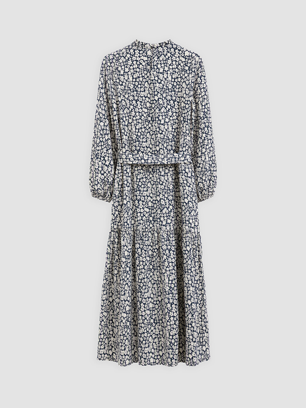 Robe Superposée Froncée À Motif Floral Avec Col Officier-1