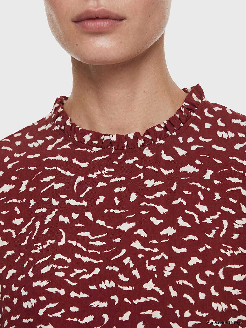 Robe Superposée À Motifs Froncée À Col Officier-2