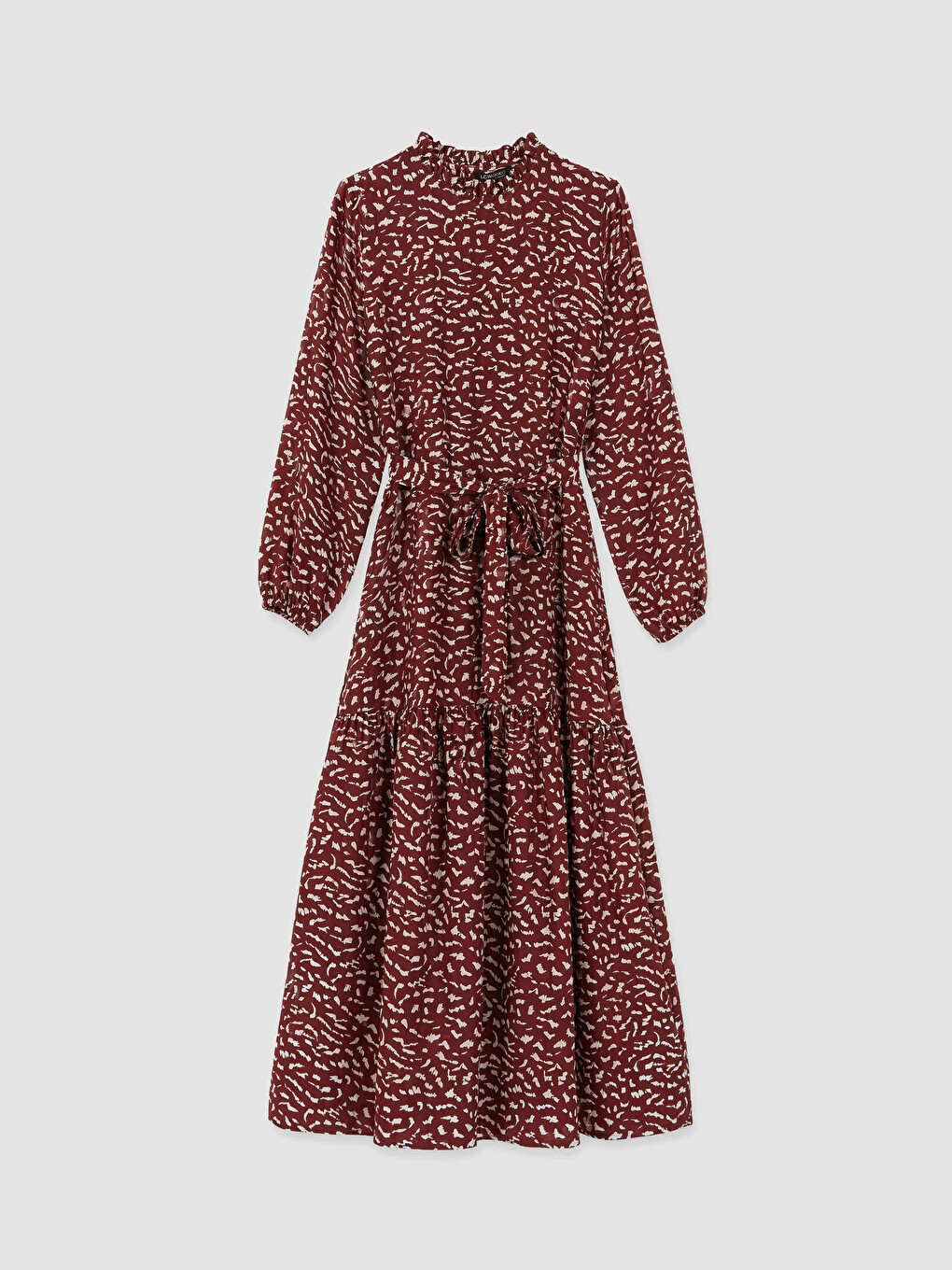 Robe Superposée À Motifs Froncée À Col Officier-4