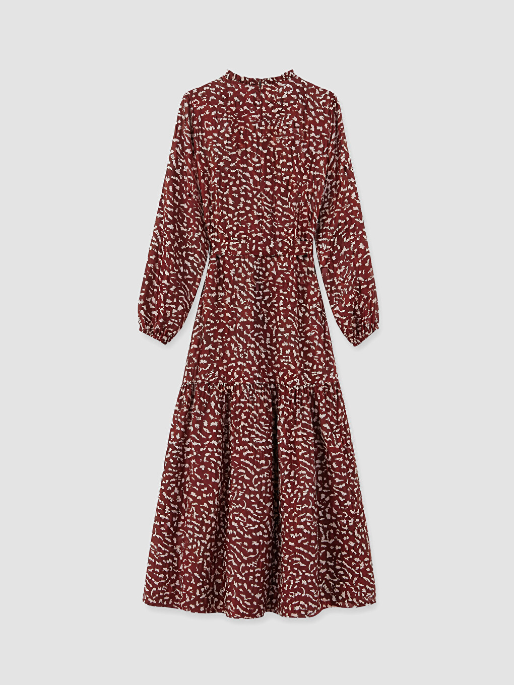Robe Superposée À Motifs Froncée À Col Officier-5