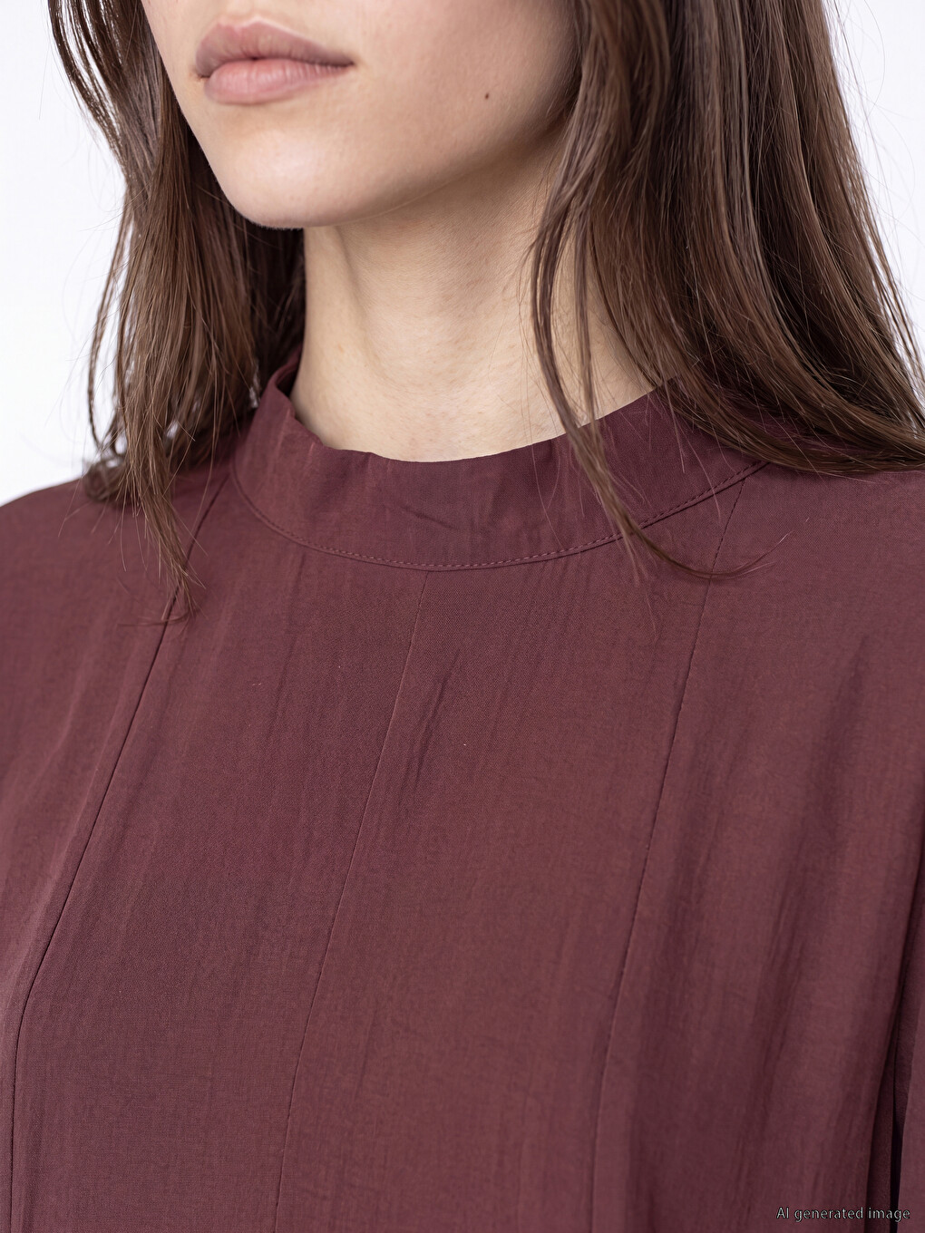 Robe En Mélange De Modal À Col Montant Avec Ceinture À Nouer-2