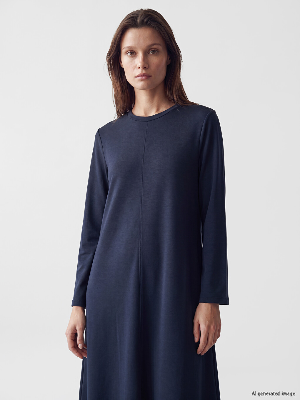 Crew Neck A-line Dress-1