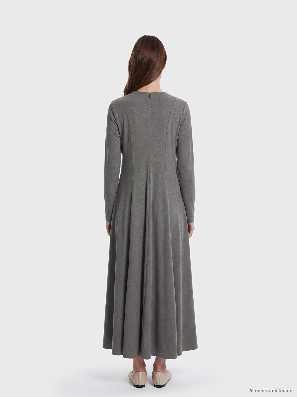 جل درێژی A-line بە قڵاوی گەردن-3