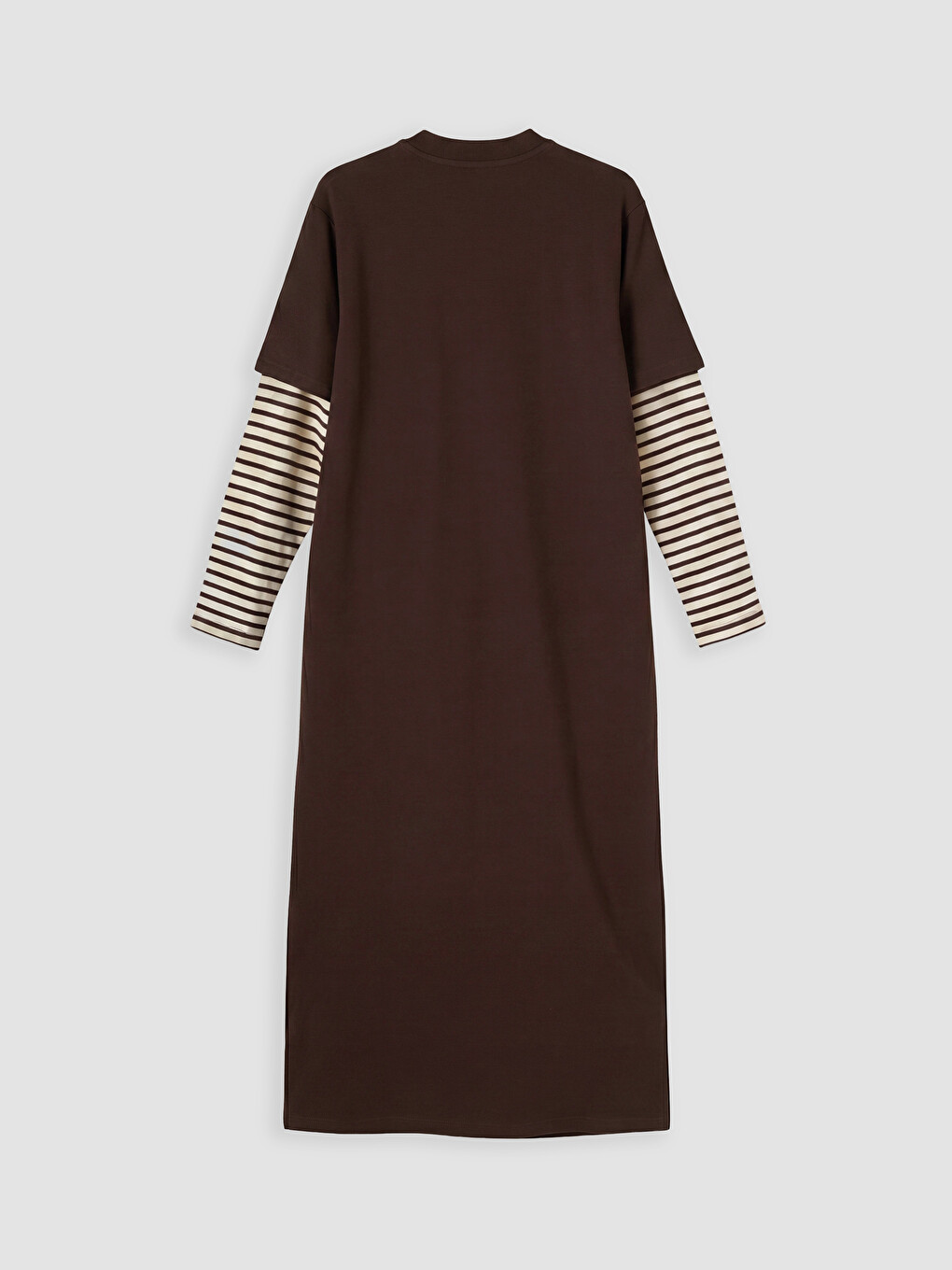 Stand Collar Striped Sweat Dress-5