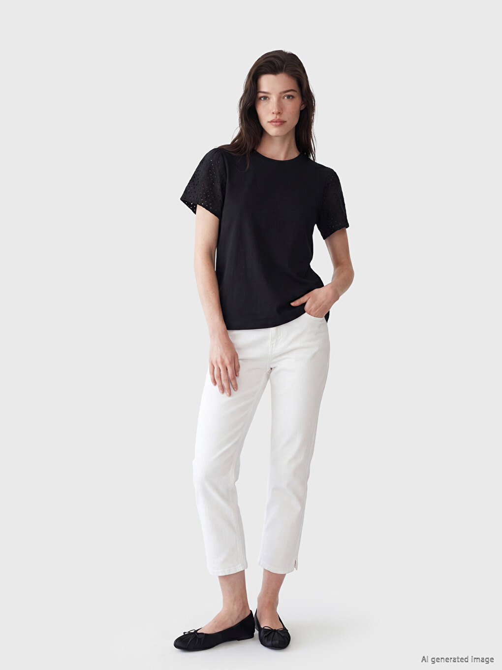 Embroidered 100% Cotton Women's T-shirt-1